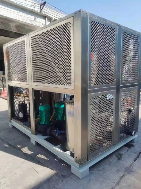 Two stainless steel centralized water supply chillers used by Golden Tobacco Company